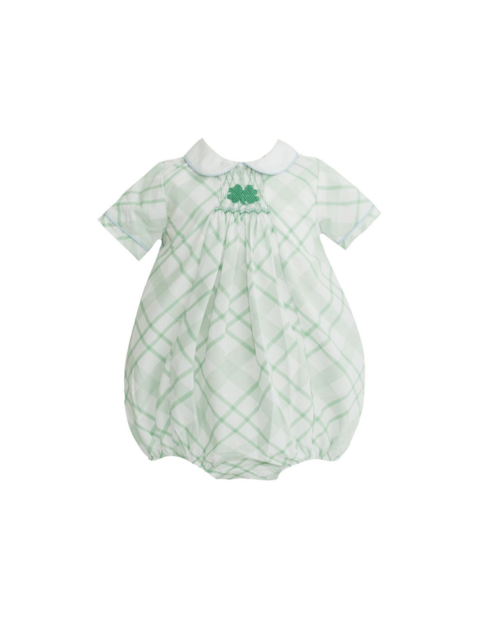 Krewe Kids Stuart Smocked Clover Green Plaid Bubble