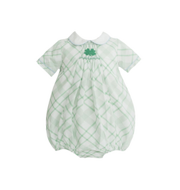 Krewe Kids Stuart Smocked Clover Green Plaid Bubble