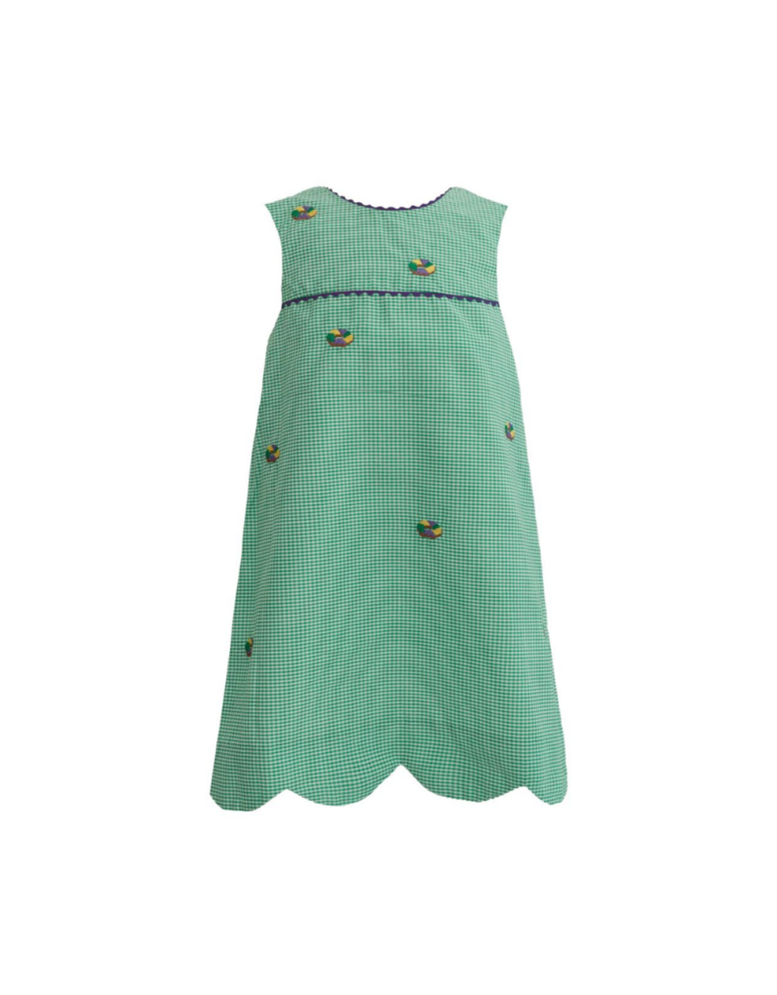Krewe Kids Sarah Embroidered King Cake Gingham Dress