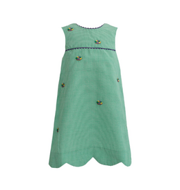 Krewe Kids Sarah Embroidered King Cake Gingham Dress