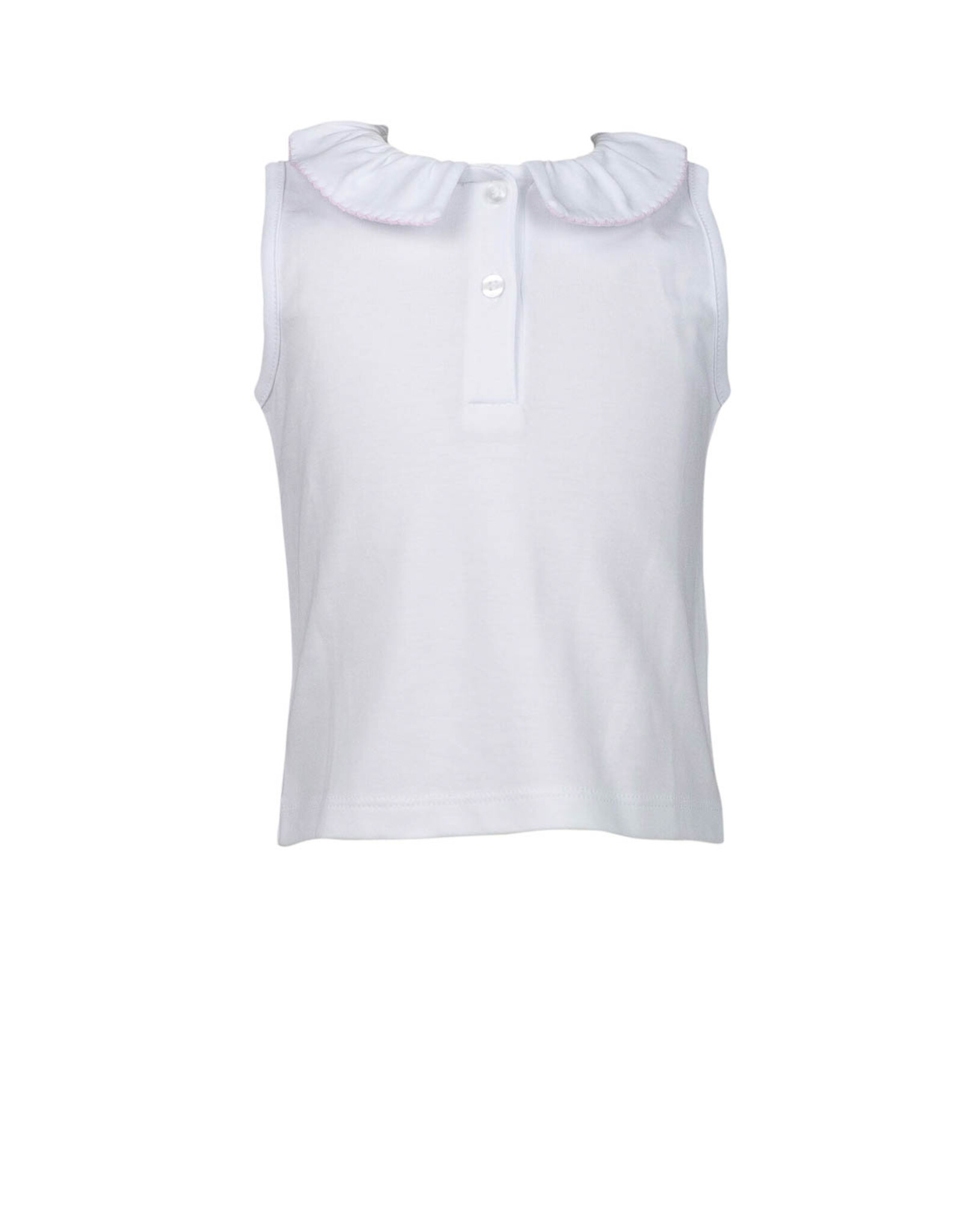 The Proper Peony White Pima Sleeveless Top with Pink Trim *PRESALE*