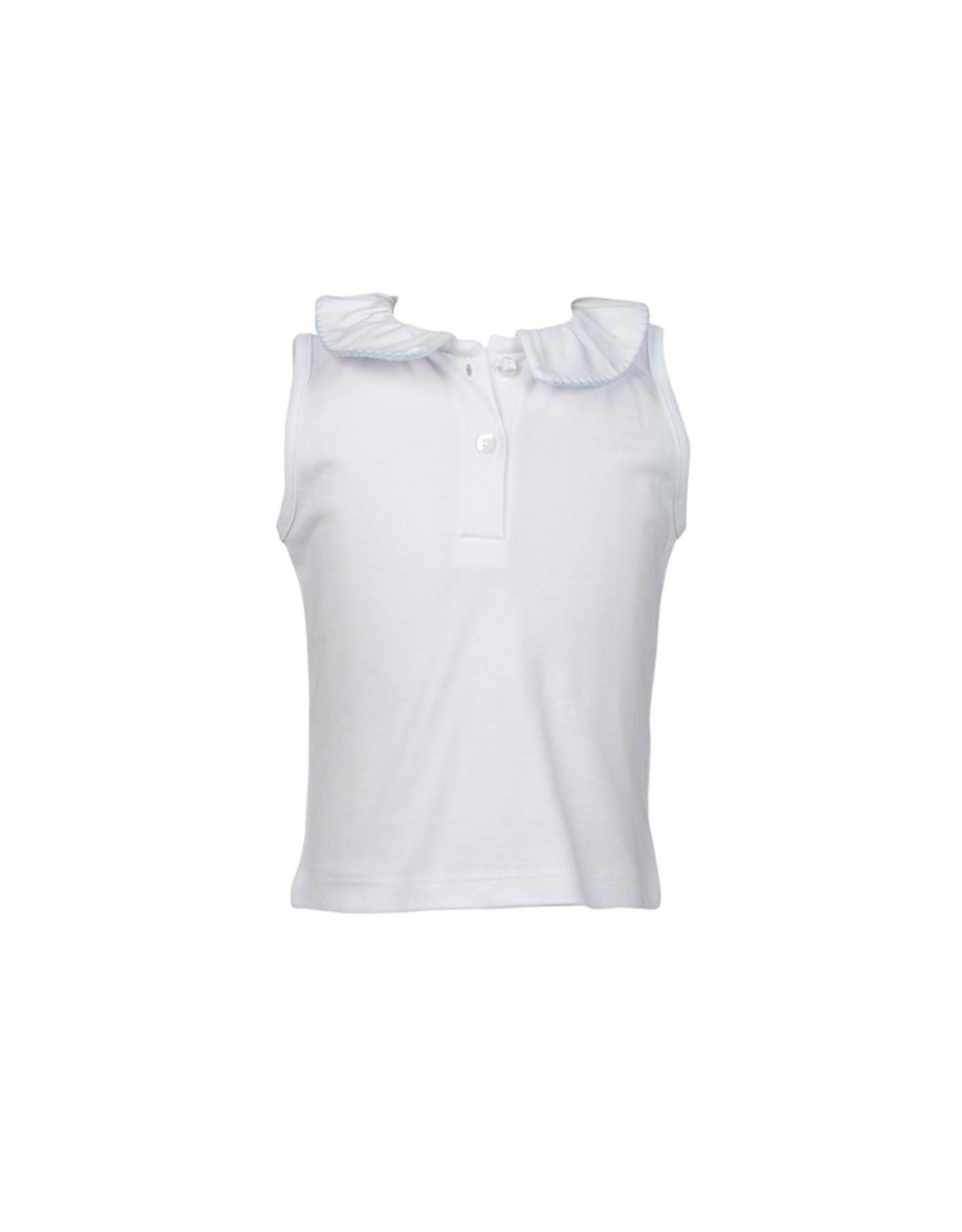 The Proper Peony White Pima Sleeveless Top with Blue Trim *PRESALE*