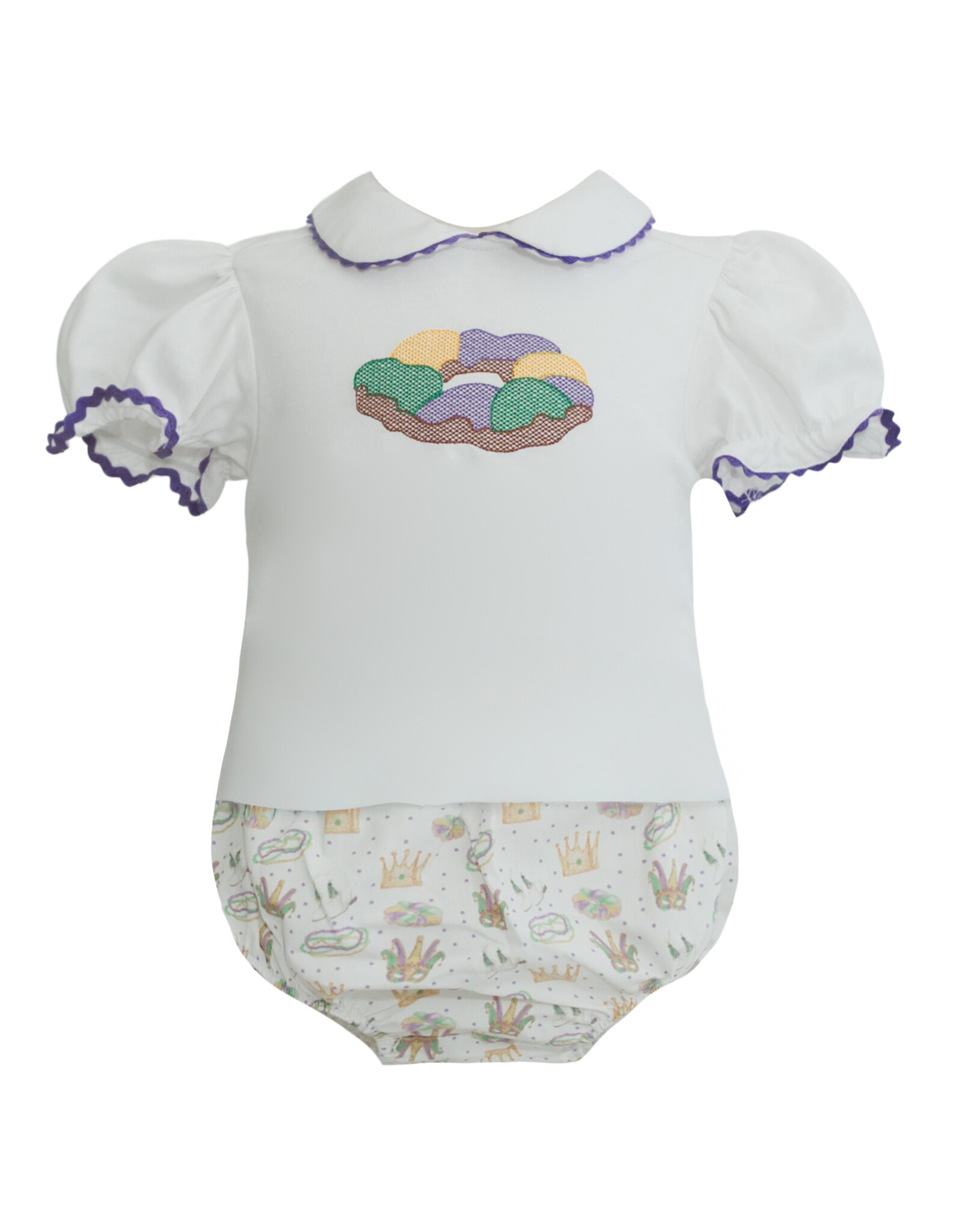 Krewe Kids Tatum Mardi Gras Icons Print Girls Diaper Set