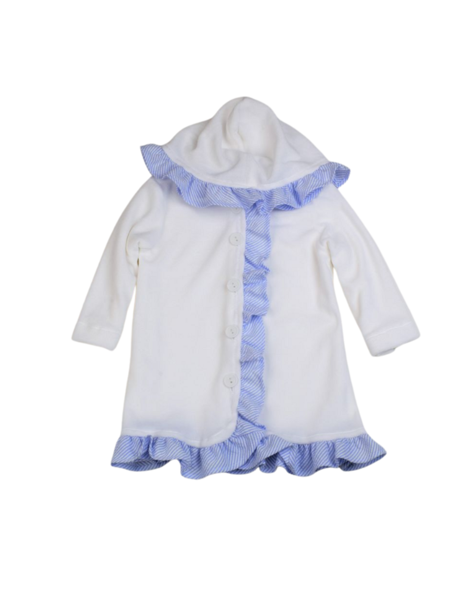 Funtasia Too White Terry Cloth Cover Up with Blue Ruffle