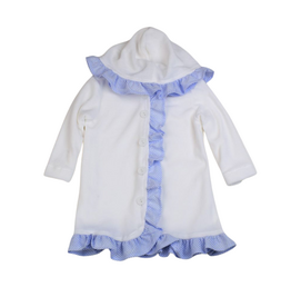 Funtasia Too White Terry Cloth Cover Up with Blue Ruffle