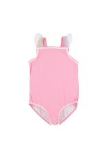 The Beaufort Bonnet Company Long Bay Bathing Suit Hamptons Hot Pink/ Worth White