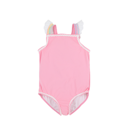 The Beaufort Bonnet Company Long Bay Bathing Suit Hamptons Hot Pink/ Worth White