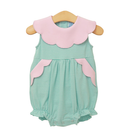 Trotter Street Kids Penelope Bubble, Mint Stripe/Light Pink