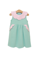 Trotter Street Kids Penelope Dress, Mint Stripe/Light Pink