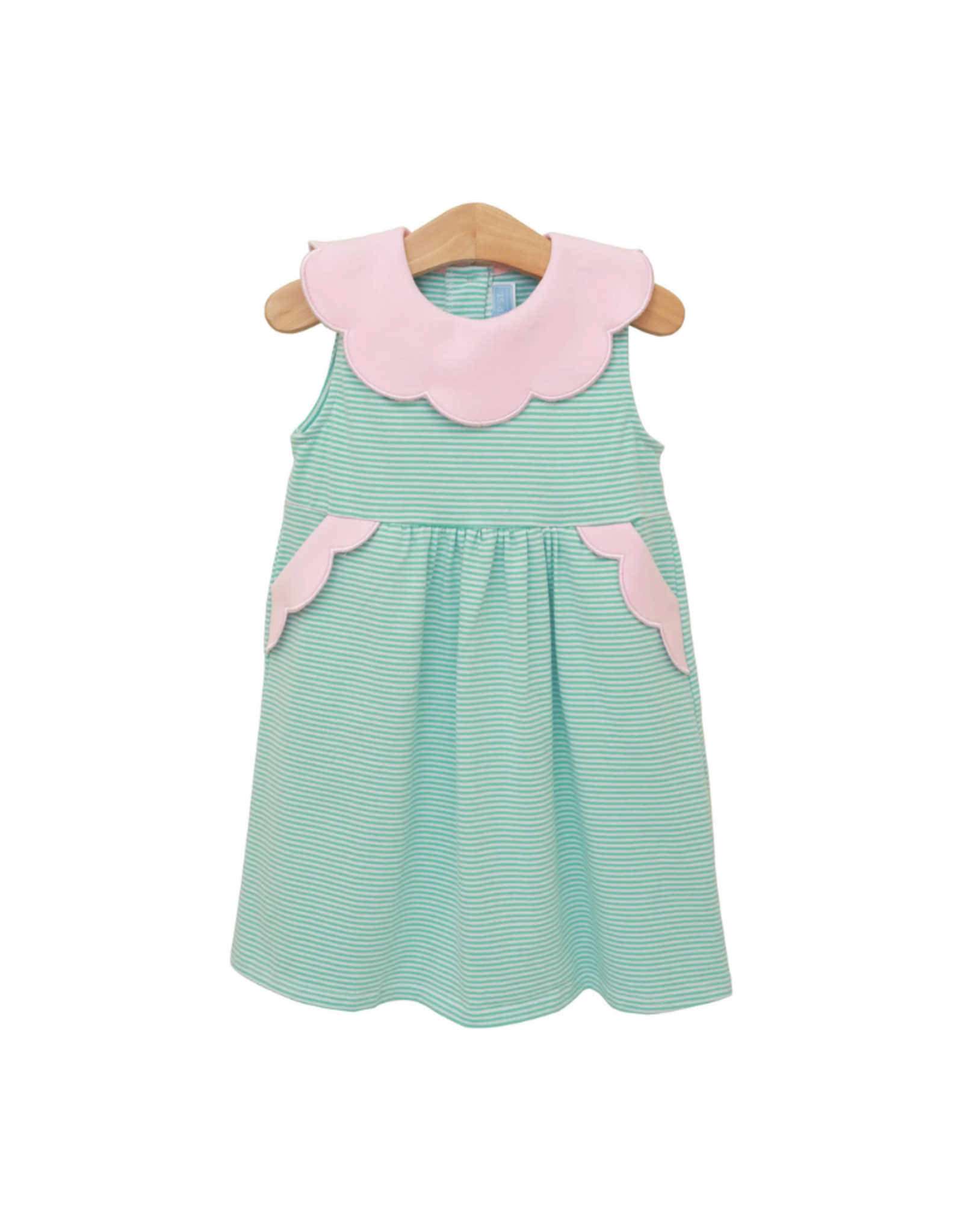 Trotter Street Kids Penelope Dress, Mint Stripe/Light Pink