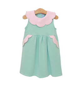 Trotter Street Kids Penelope Dress, Mint Stripe/Light Pink