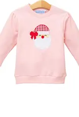 Trotter Street Kids French Terry Pullover- Santa, Light Pink