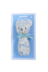 Two's Company Animal Toile Pattern Teddy Bear Rattle, Blue