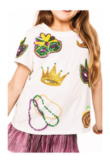 Queen of Sparkles Kids White Mardi Gras Icon Tee