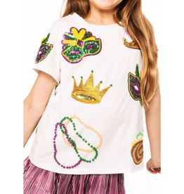 Queen of Sparkles Kids White Mardi Gras Icon Tee