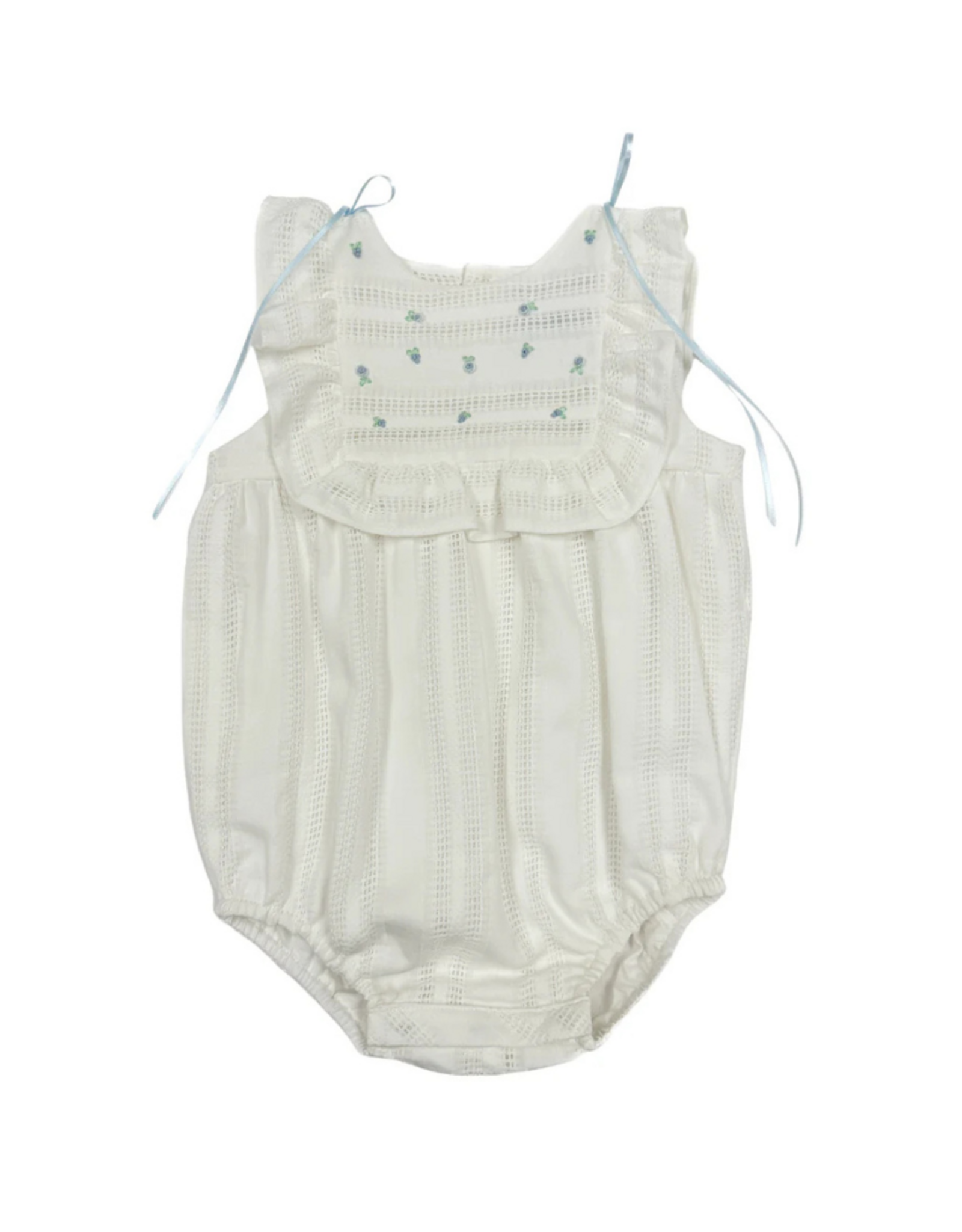 Luli & Me Filtire Mini Flowers Bubble, White with Blue