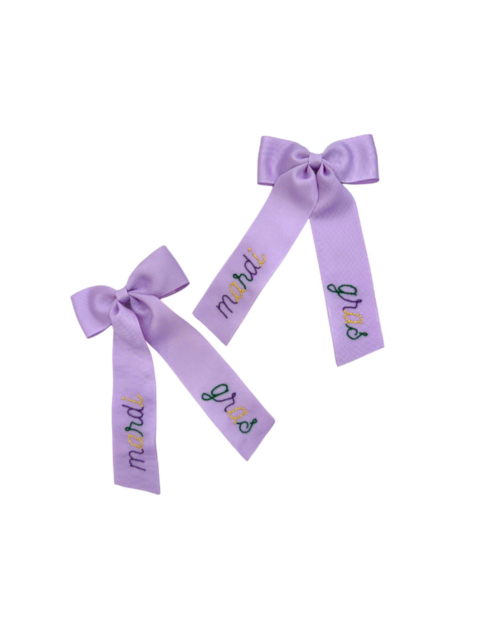 Hallie Sobie Co. Hand Stitched Bow, Lavender Mardi Gras