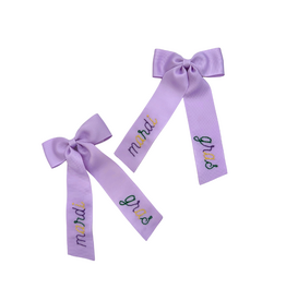 Hallie Sobie Co. Hand Stitched Bow, Lavender Mardi Gras