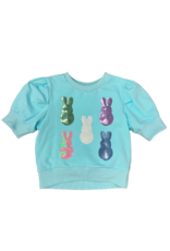 Lulu Bebe LLC Aqua Sequins Peeps Puff Sleeve Top