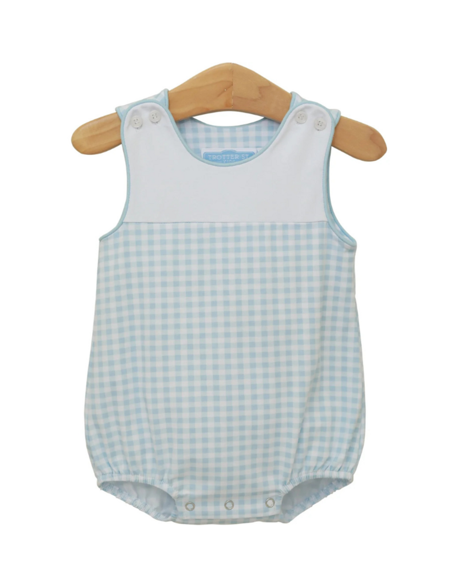 Trotter Street Kids Madden Bubble, Light Blue Gingham