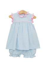 Trotter Street Kids Meredith Bloomer Set, Blue Gingham & Light Pink