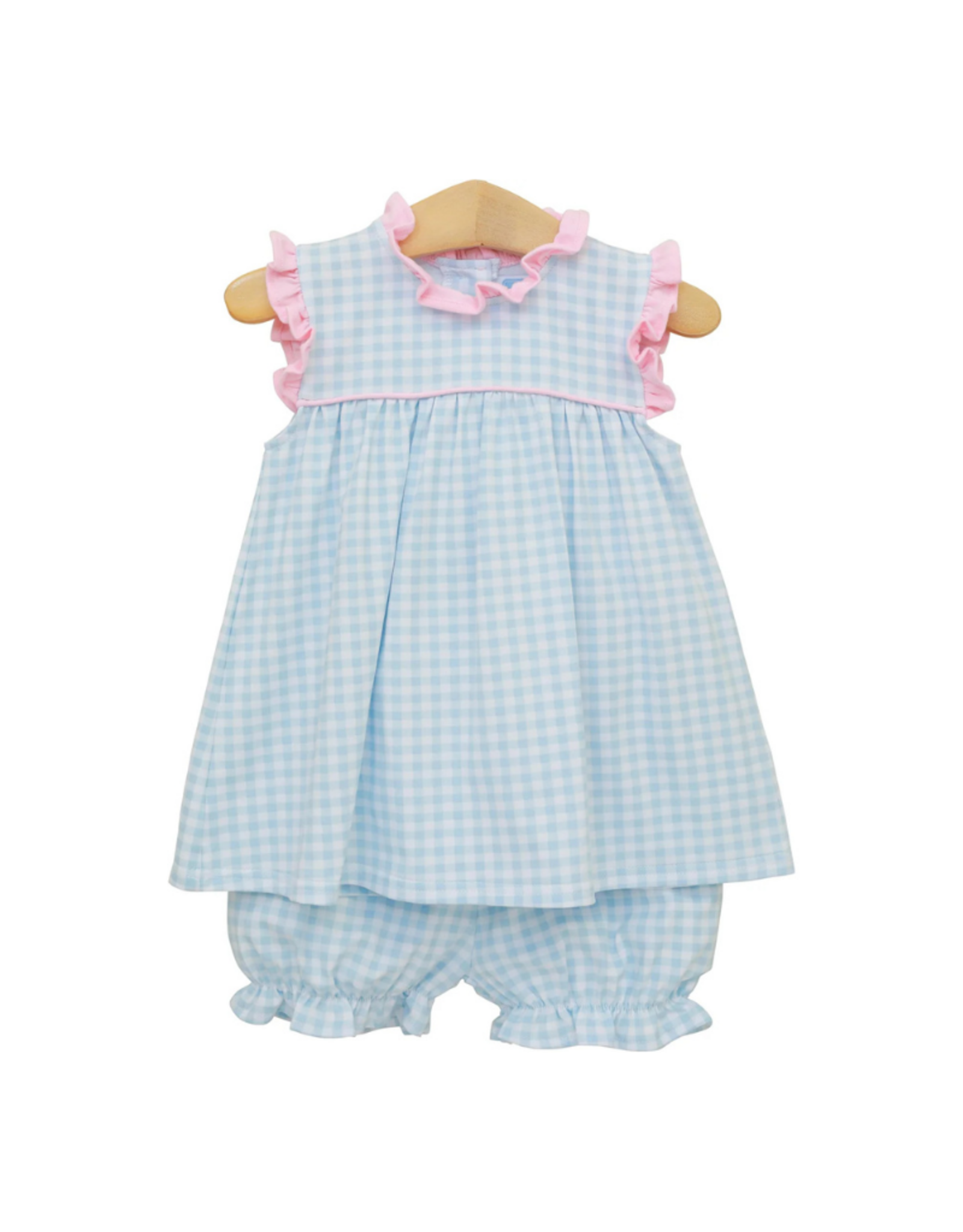 Trotter Street Kids Meredith Bloomer Set, Blue Gingham & Light Pink