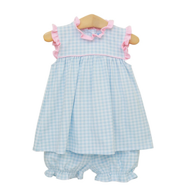 Trotter Street Kids Meredith Bloomer Set, Blue Gingham & Light Pink