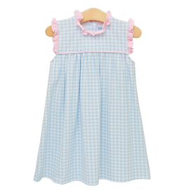 Trotter Street Kids Meredith Dress, Blue Gingham and Pink
