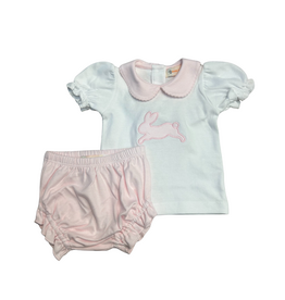 Luigi Pink Stripe Bunny Applique Diaper Set