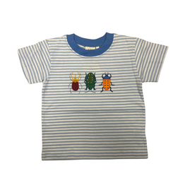 Luigi Blue Stripe Shirt with Beatles Applique