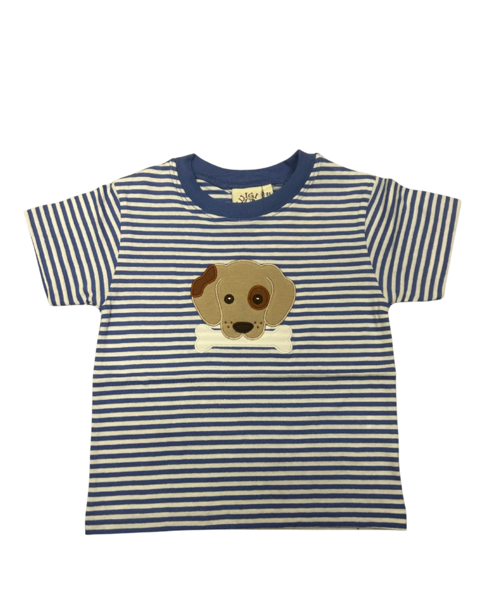 Luigi Chambray Stripe Shirt, Dog and Bone Applique