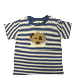 Luigi Chambray Stripe Shirt, Dog and Bone Applique