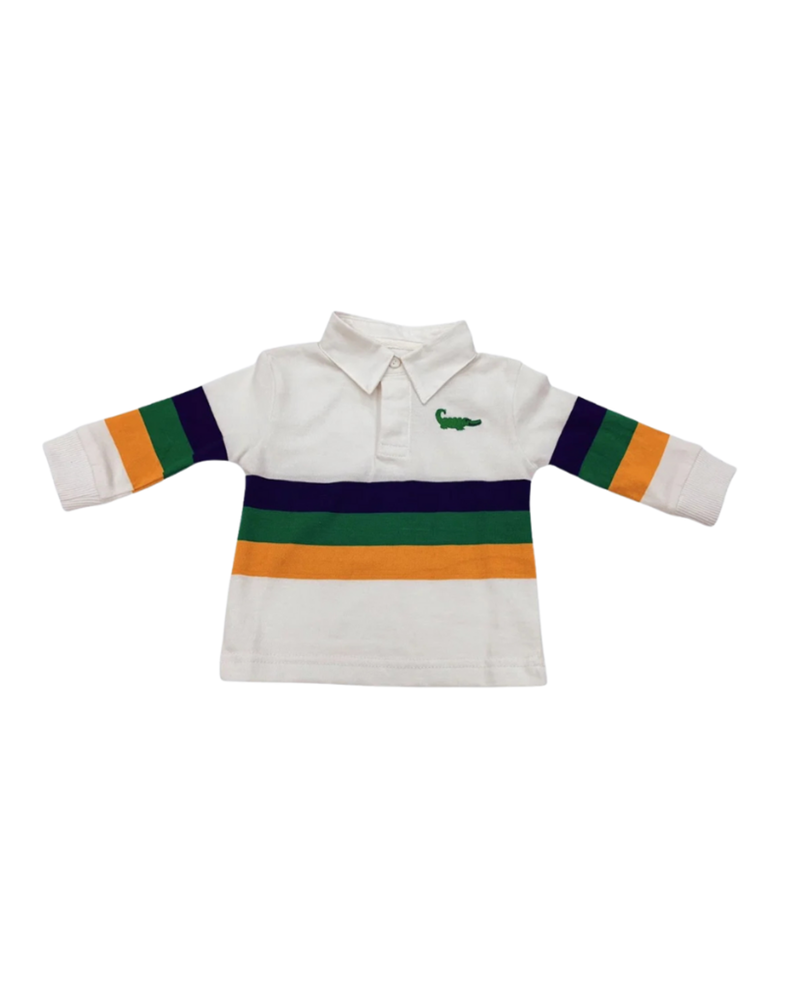 Lulu Bebe LLC Mardi Gras Rugby Long Sleeve Polo Shirt