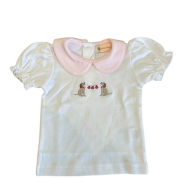 Luigi Peter Pan Collar Shirt with Labs and Hearts, Pink