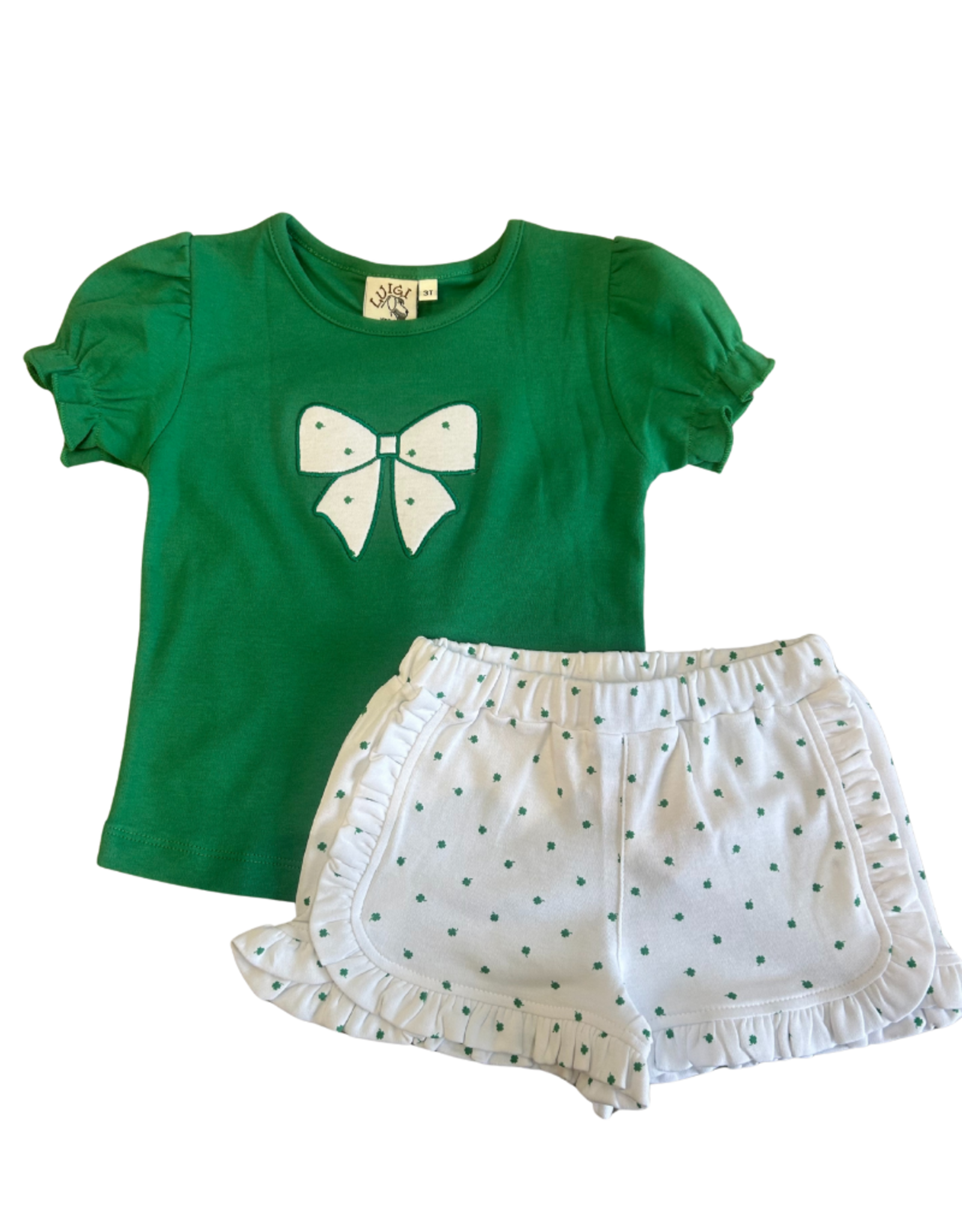 Luigi Green Ruffle Shamrock Short Set