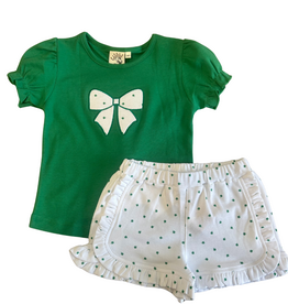 Luigi Green Ruffle Shamrock Short Set