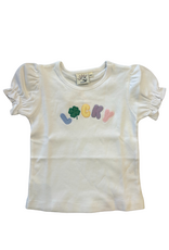 Luigi White Ruffle Shirt with LUCKY Applique
