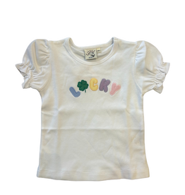 Luigi White Ruffle Shirt with LUCKY Applique