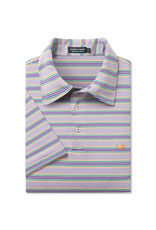 Southern Marsh Youth Bermuda Pensacola Stripe Polo, Purple/Green/Gold