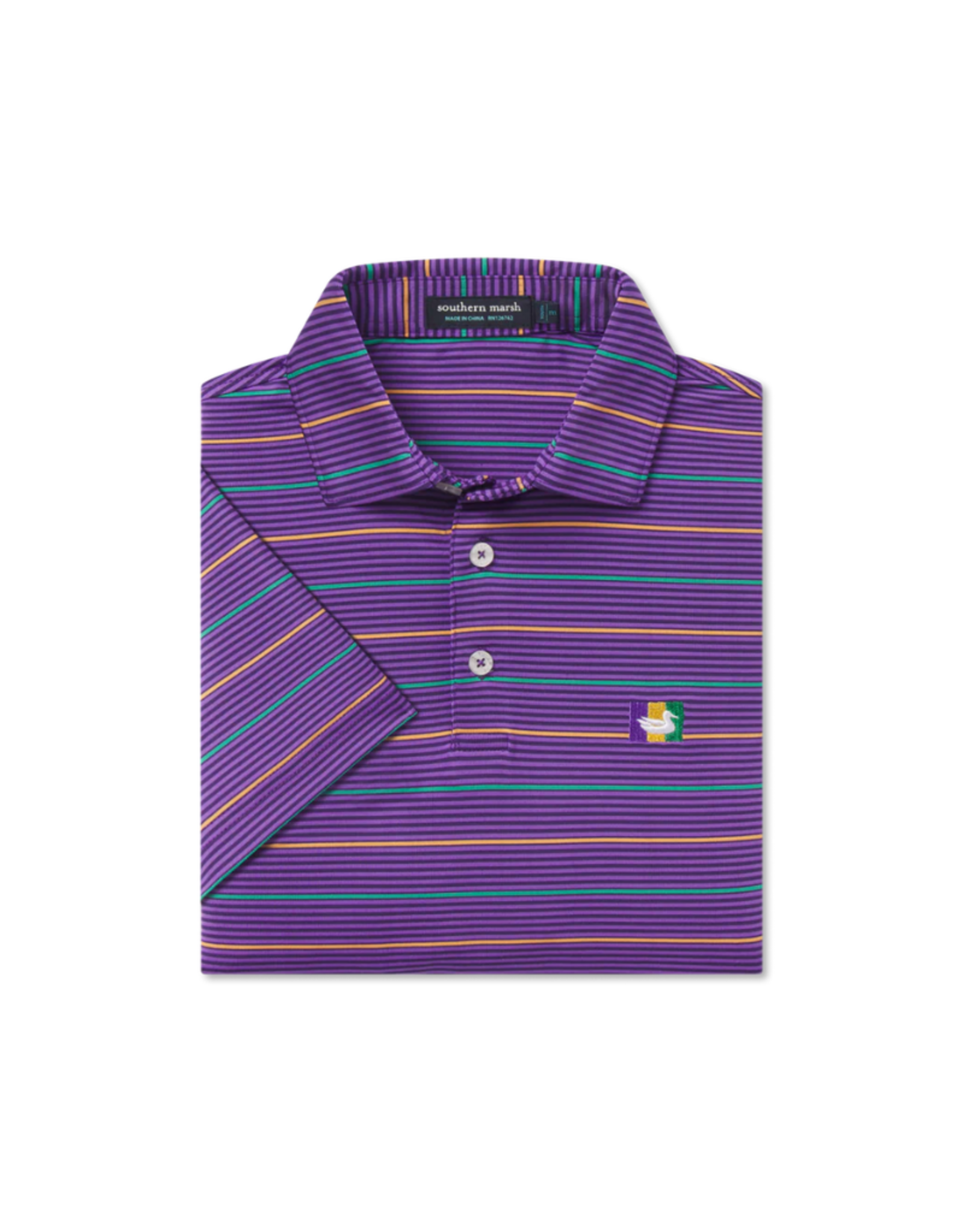 Southern Marsh Youth Freret Stripe Performance Polo, Purple