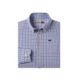 Southern Marsh Youth Oak Grove Washed Gingham Dress Shirt, French Blue/Navy