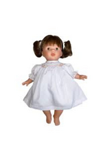 Rosalina Sarah 15" Baby Doll, Brunette Pigtails w/ White Dress