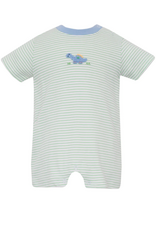 Petit Bebe Dino Green Stripe Knit Romper