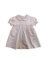 Petit Bebe Pink Knit Floral Float Dress w/ Scalloped Collar