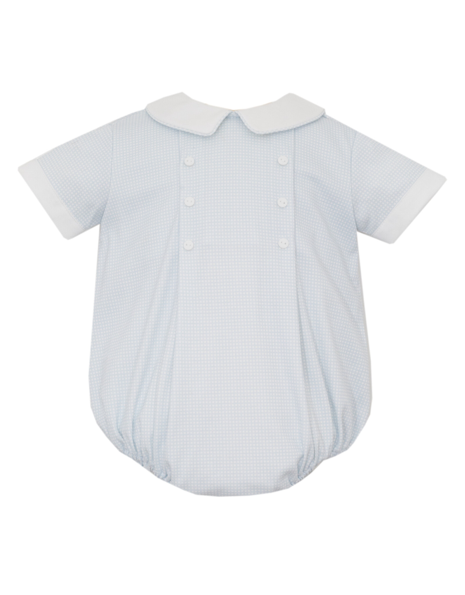 Petit Bebe Blue Windowpane Gingham Boy Bubble