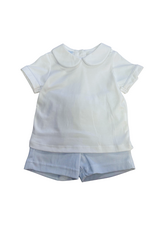 Petit Bebe Blue Windowpane Gingham Boy Diaper Set
