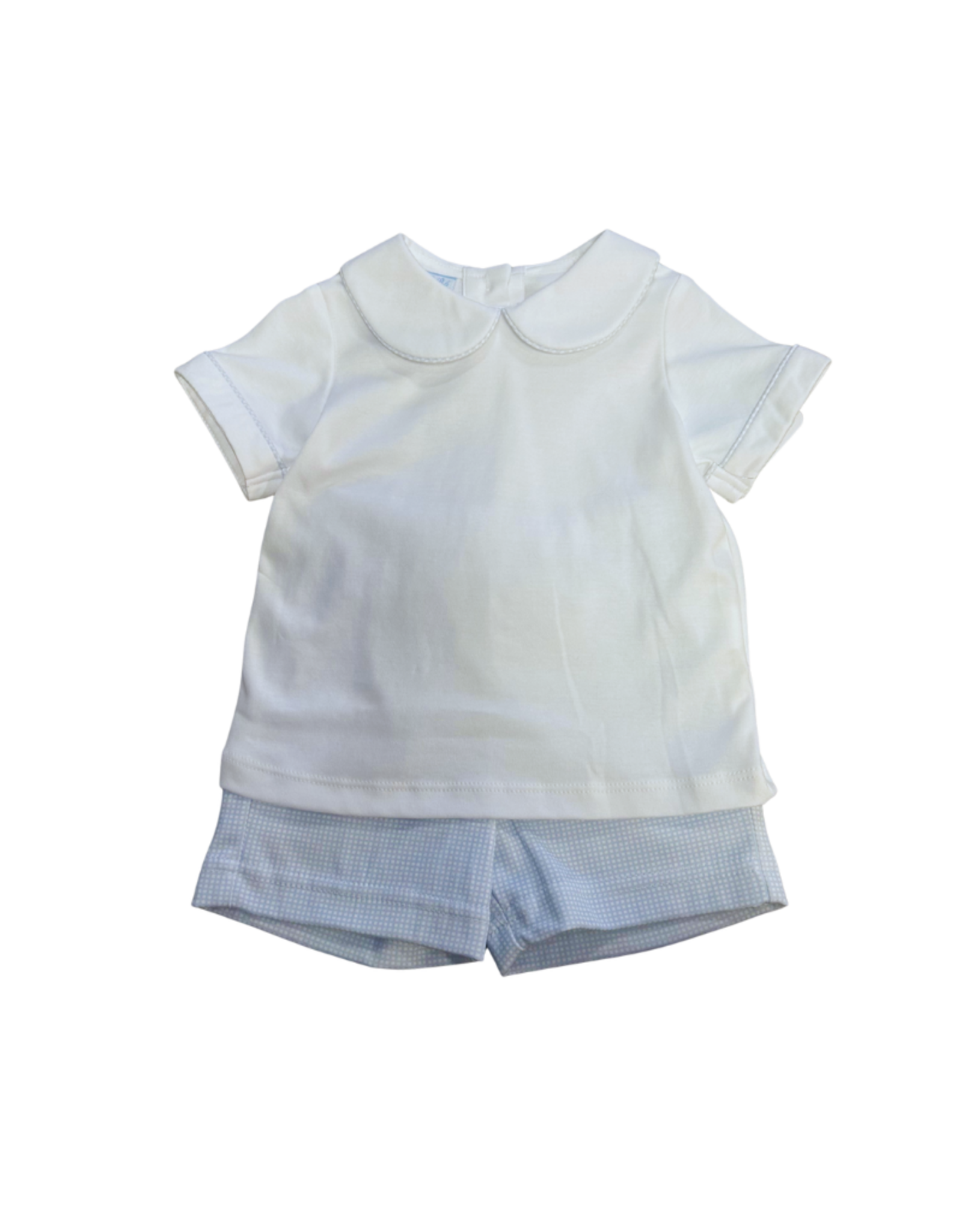 Petit Bebe Blue Windowpane Gingham Boy Diaper Set