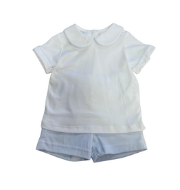 Petit Bebe Blue Windowpane Gingham Boy Diaper Set