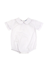 The Bailey Boys White Boys Short Sleeve Piped Onesie w/ Button Back