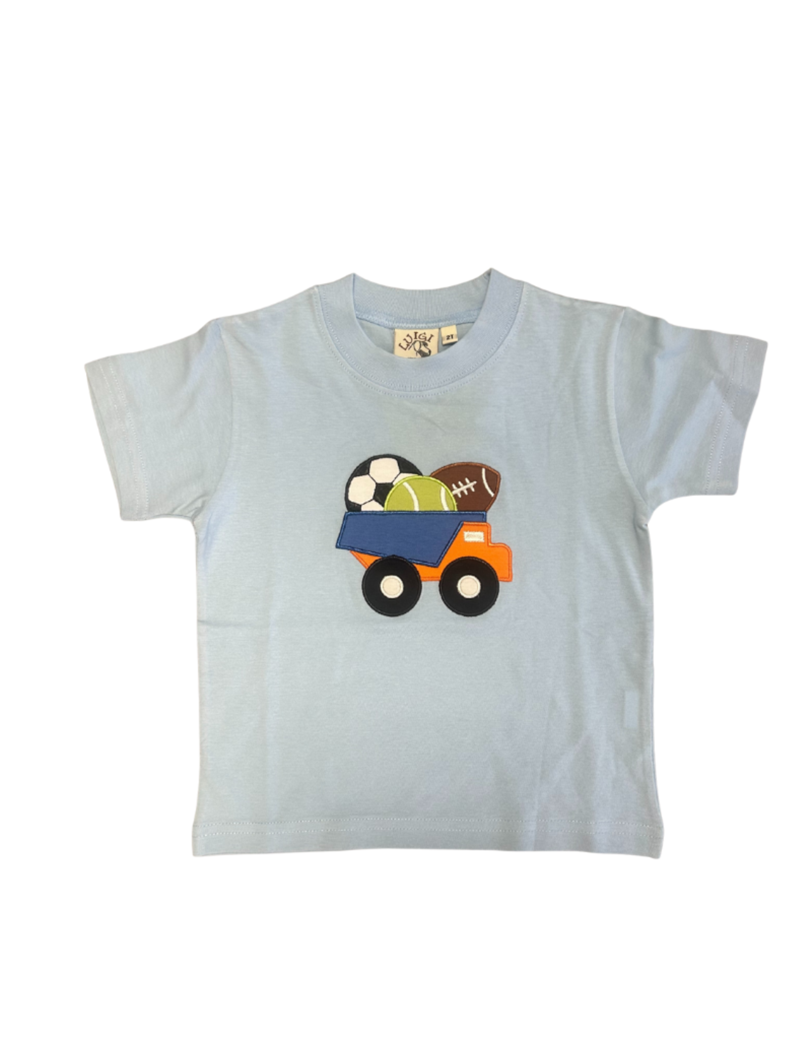 Luigi Boy's SS Shirt Dump Truck With Sports Balls Sky Blue